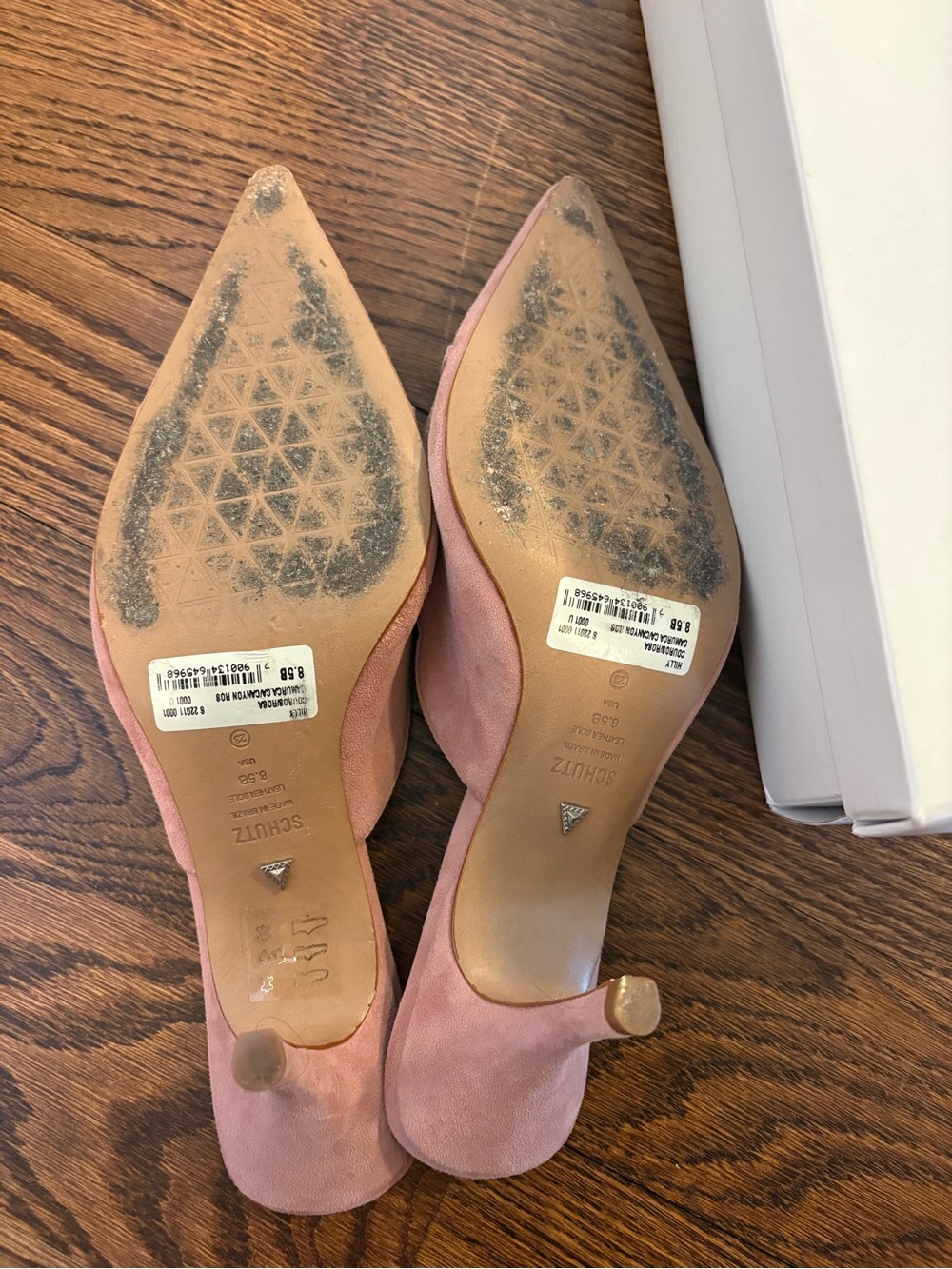 SCHUTZ Pink Suede Pointed Toe Slip-On Mules with Bow - Picture 6 of 6